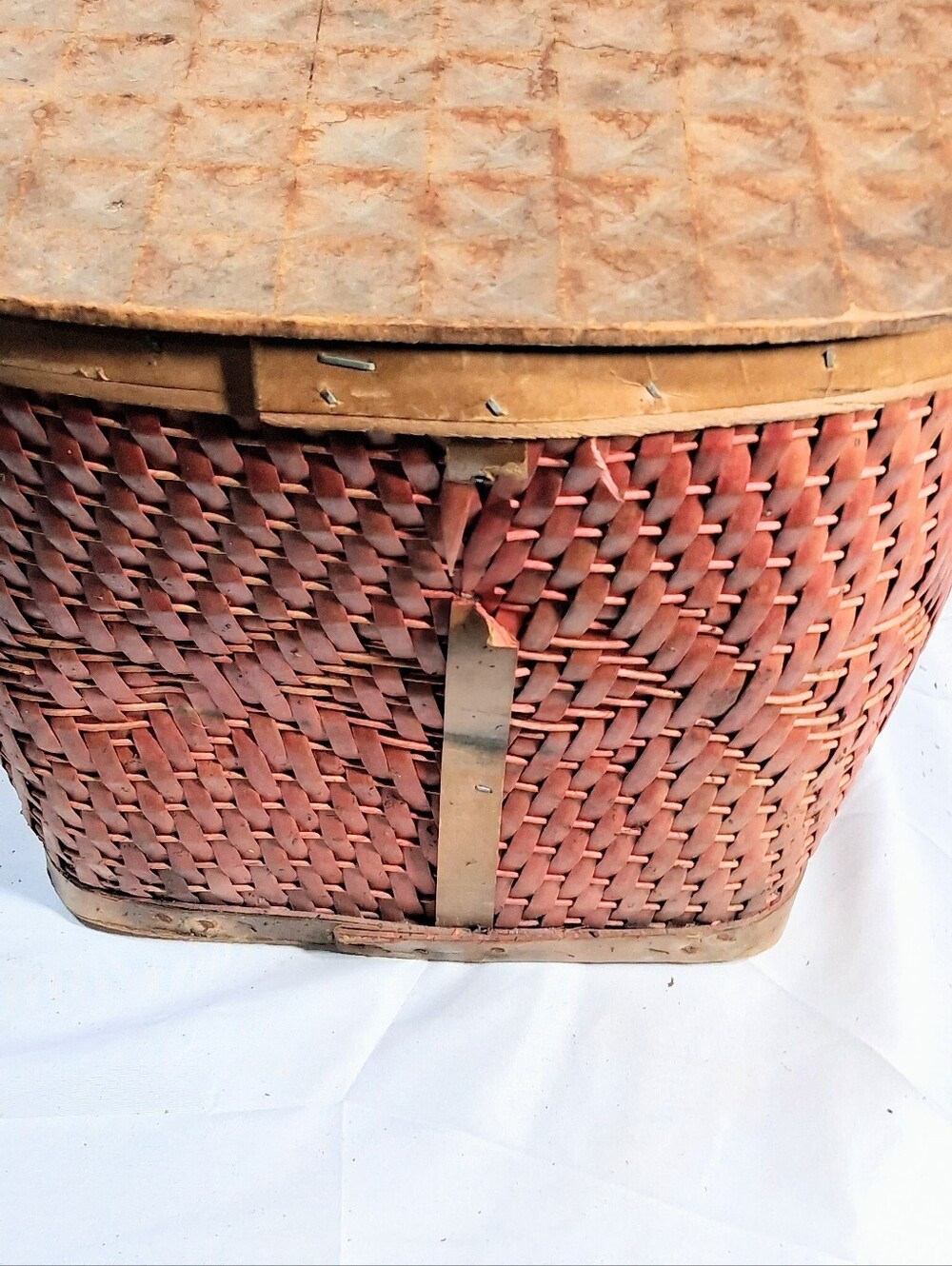 Vintage Mid Century Redman Woven Picnic Basket/Hamper Has Identifying Stamp - Picture 9 of 15